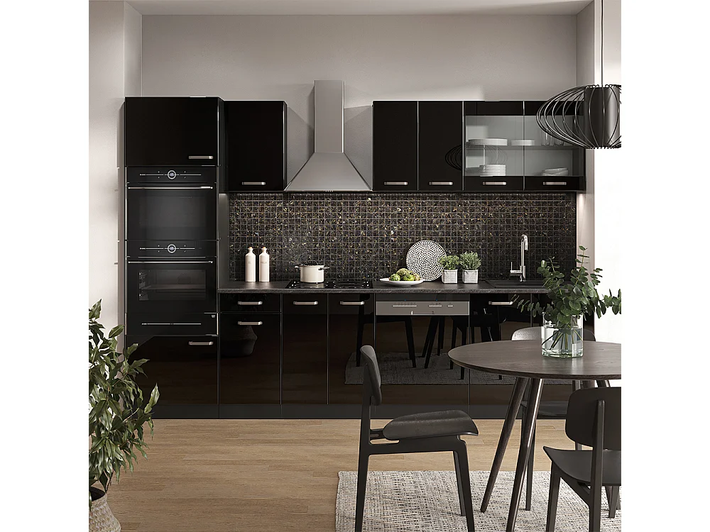 Cucina componibile nero lucido/antracite 300x60x81.6 r-line