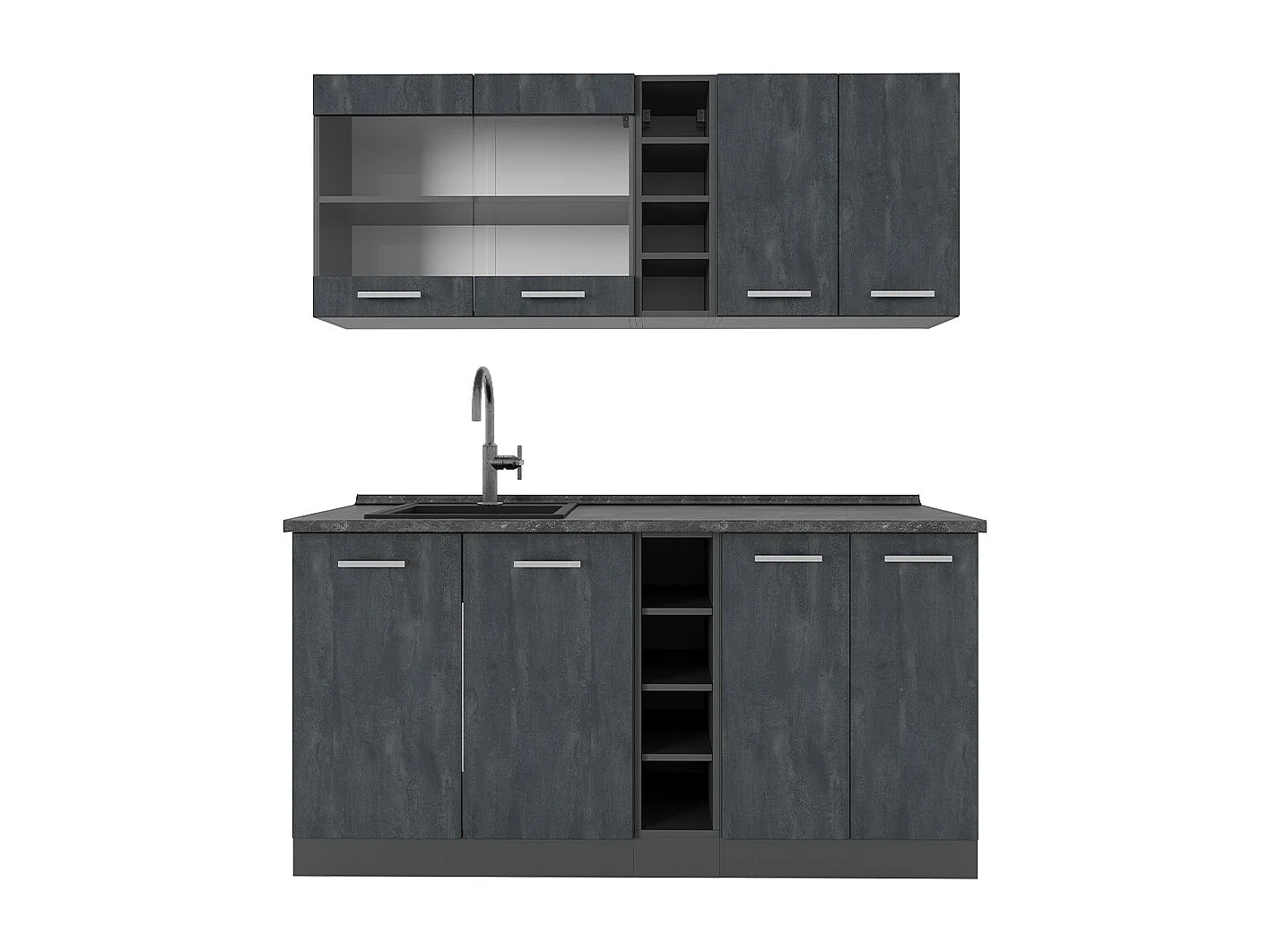 Cuisine noir béton/anthracite 160x46x81.6 r-line