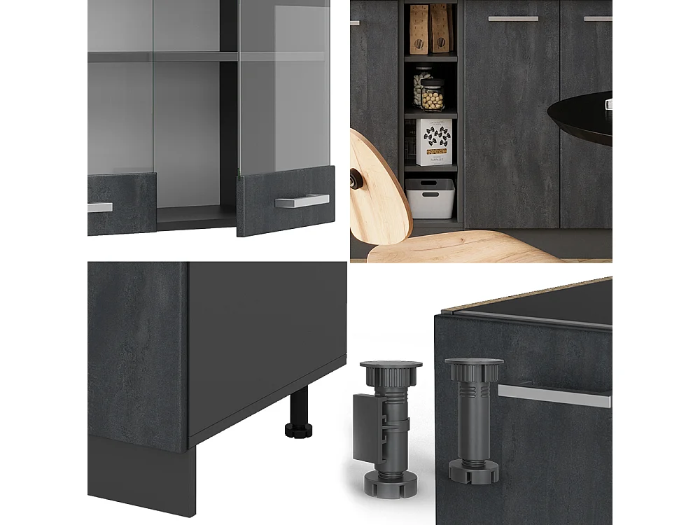 Cuisine noir béton/anthracite 160x46x81.6 r-line