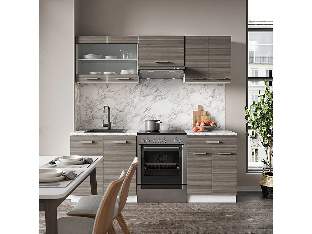 Cuisine gris noble/blanc 200x60x81.6 r-line