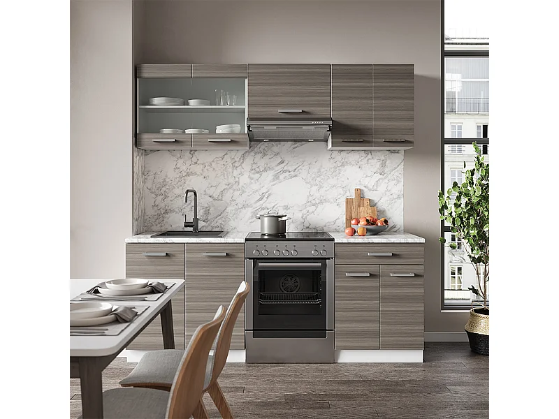 Mueble de cocina precioso gris/blanco 200x60x81.6 r-line