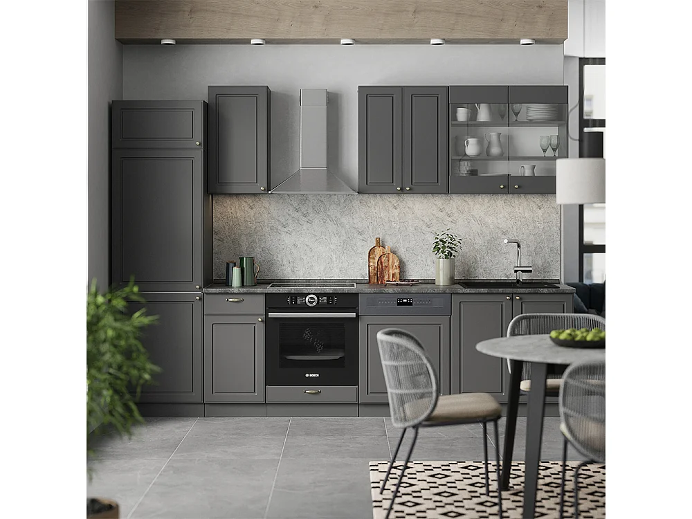 Mueble de cocina antracita-oro landhaus 300x60x81.6 fame-line