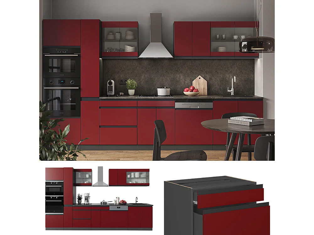 Cuisine rouge/anthracite 350x46x81.6 r-line