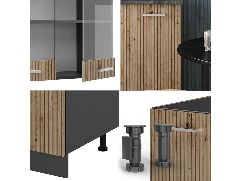 Küchenzeile artisan eiche/anthrazit 140x60x81.6 r-line