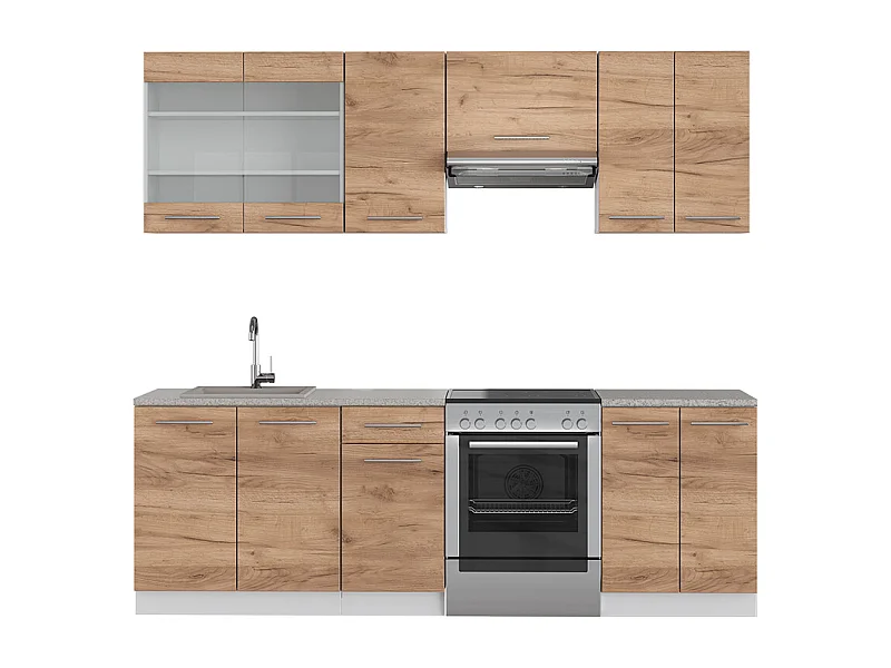 Mueble de cocina oro potencia roble/blanco 240x60x81.6 fame-line