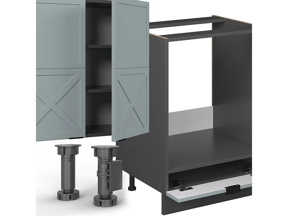 Mueble de cocina azul claro/gris antracita 300x46x81.6 fame-line