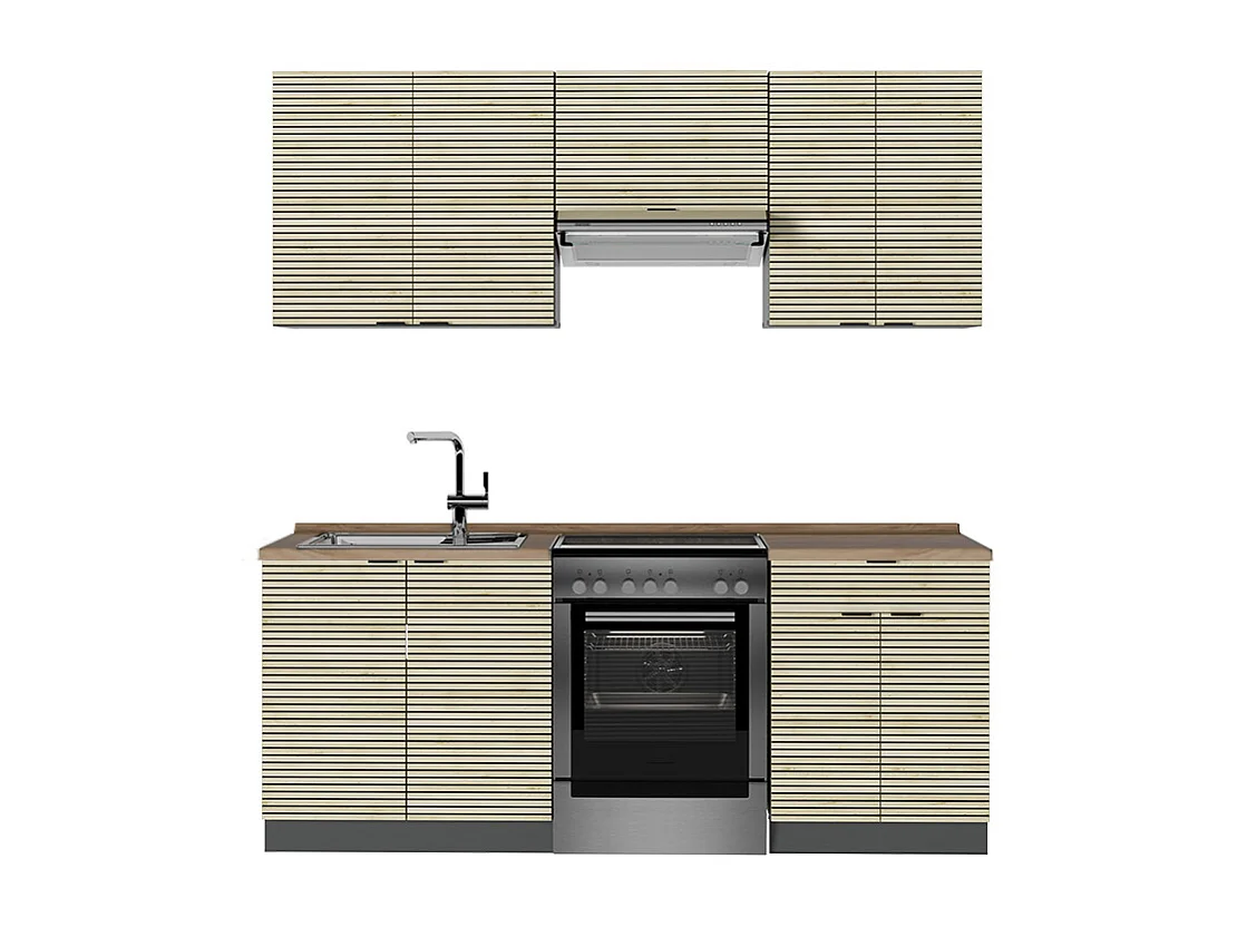 Cuisine chêne lambris/anthracite 200x60x81.6 fame-line