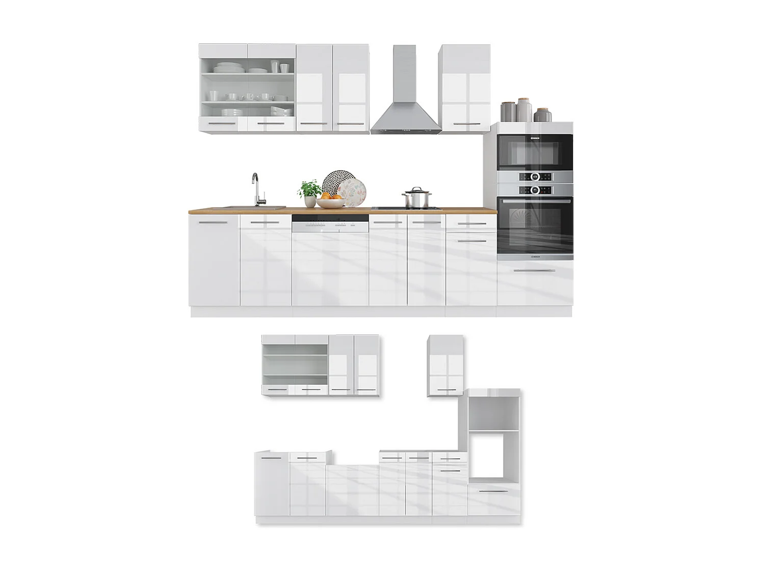 Cuisine blanc brillant/blanc 300x60x81.6 fame-line