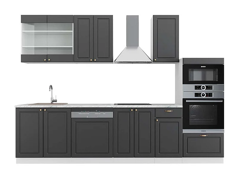 Mueble de cocina antracita-oro/blanco 300x60x81.6 fame-line