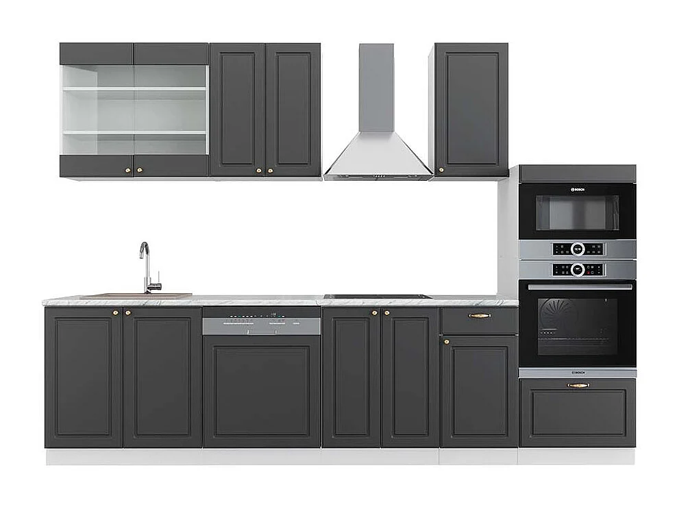 Mueble de cocina antracita-oro/blanco 300x60x81.6 fame-line