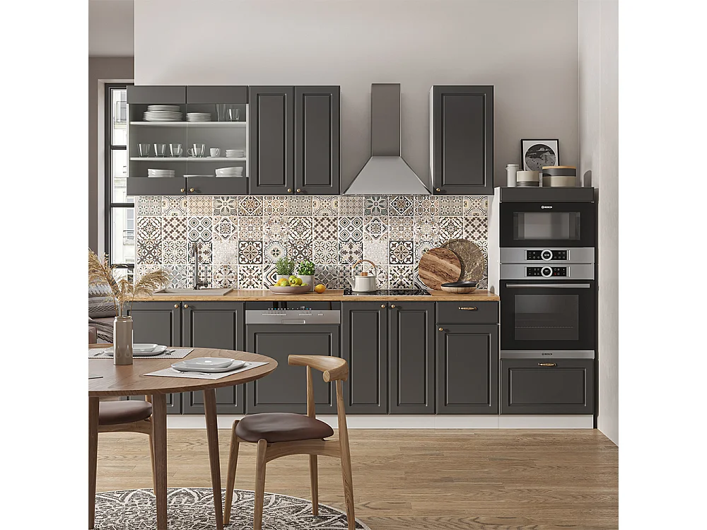 Cuisine anthracite-or/blanc 300x60x81.6 fame-line