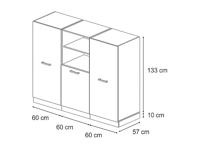Bloque de cocina antracita casa de campo/antracita 180x46x81.6 r-line