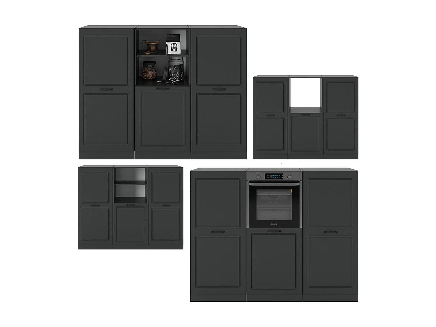 Bloque de cocina antracita casa de campo/antracita 180x46x81.6 r-line