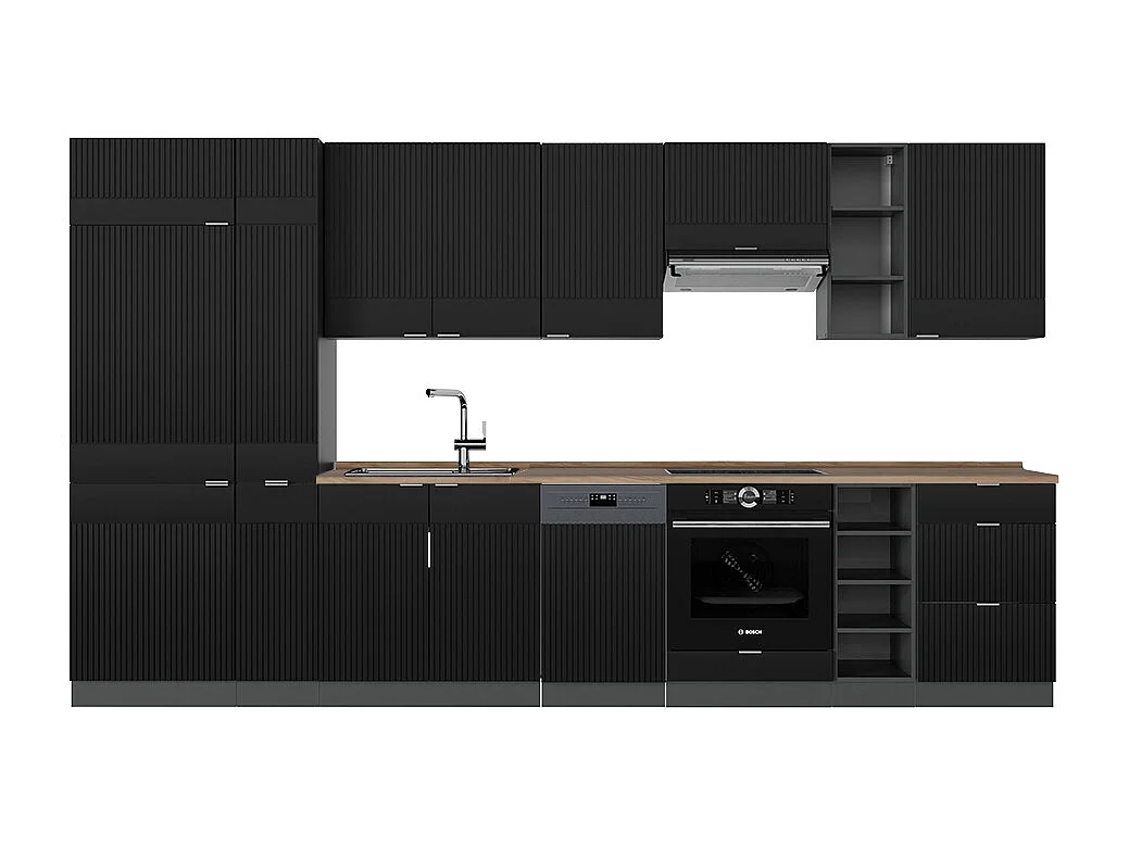 Køkkenrække sort stribet/antracit 355x60x81.6 fame-line