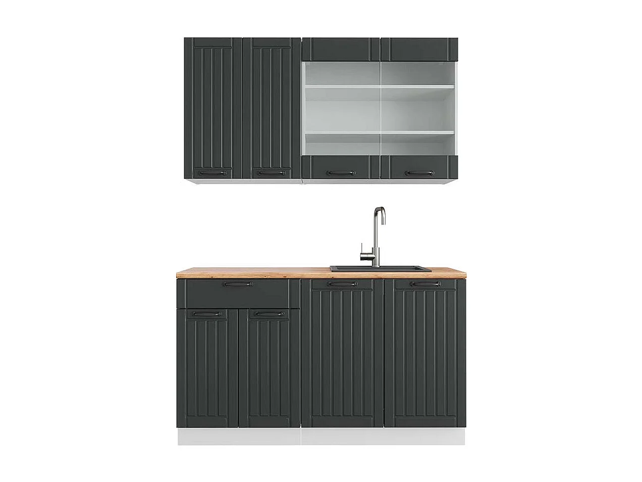 Cuisine anthracite maison de campagne/blanc 140x60x81.6 fame-line