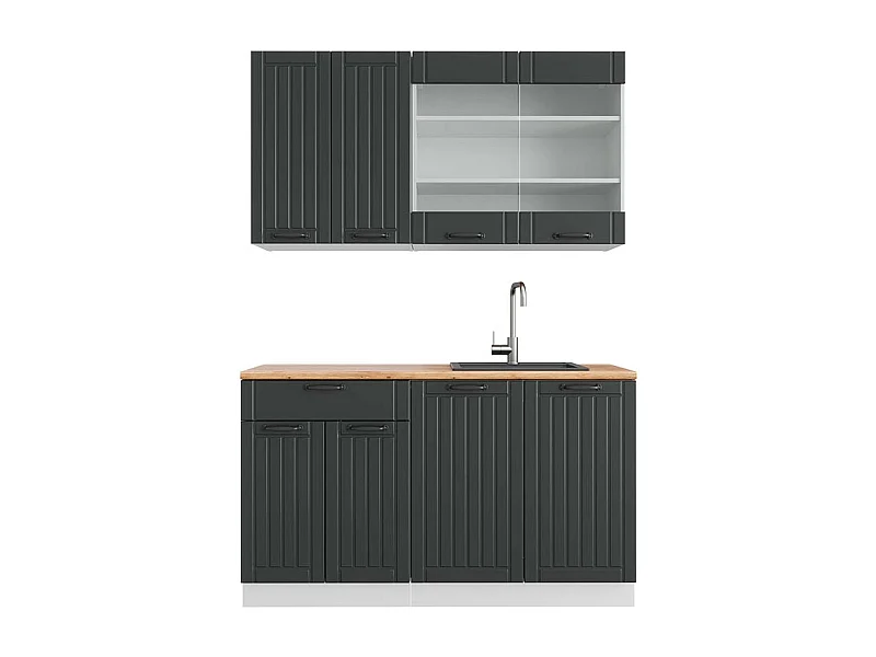 Cuisine anthracite maison de campagne/blanc 140x60x81.6 fame-line