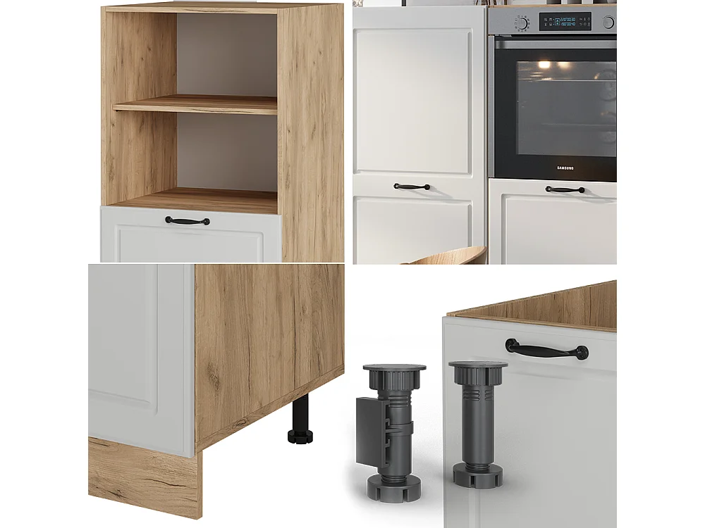 Bloc cuisine blanc campagnard/chêne doré 180x46x81.6 r-line