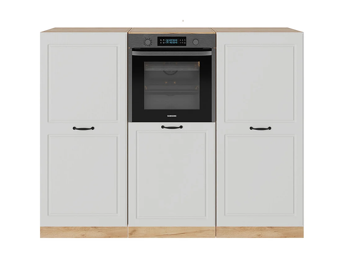 Bloc cuisine blanc campagnard/chêne doré 180x46x81.6 r-line