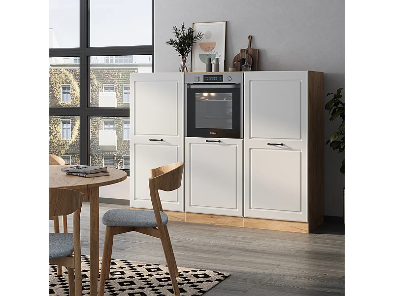 Bloc cuisine blanc campagnard/chêne doré 180x46x81.6 r-line