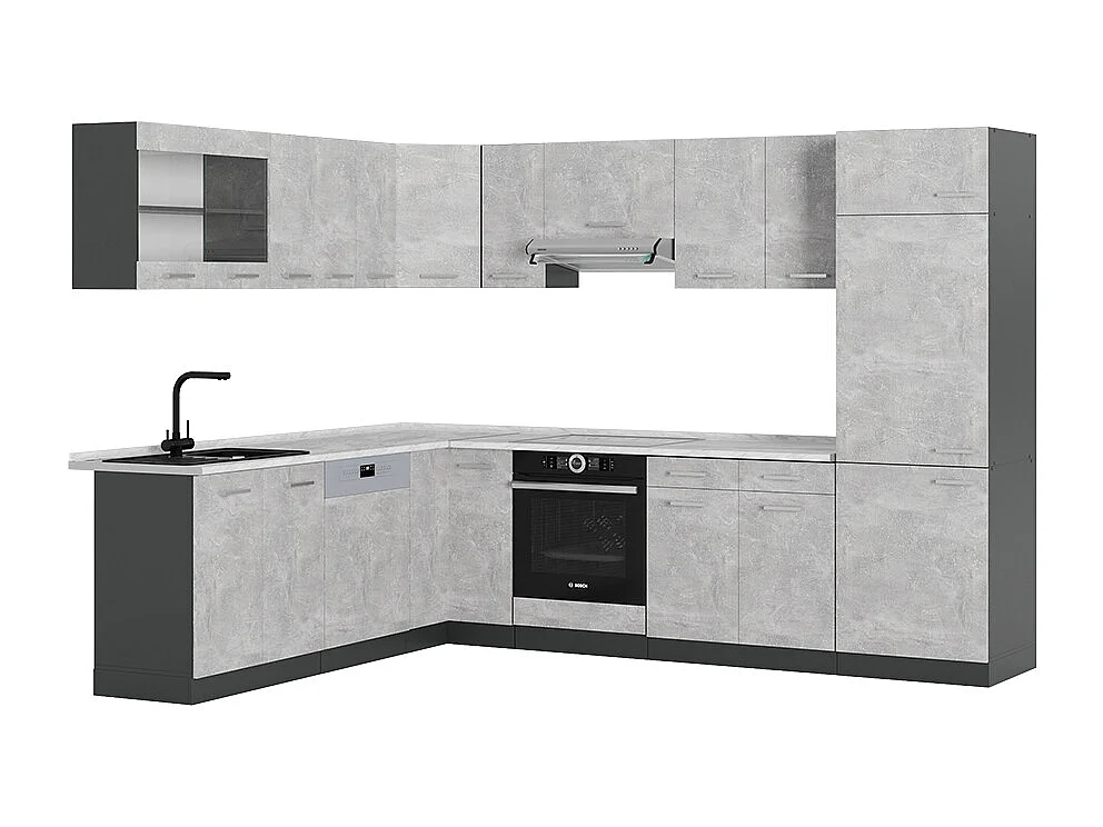 Hörnkök betong/antracit 287x60x81.6 r-line
