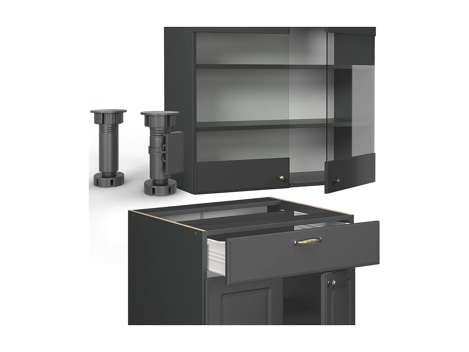 Cuisine anthrazit-gold landhaus 140x46x81.6 fame-line