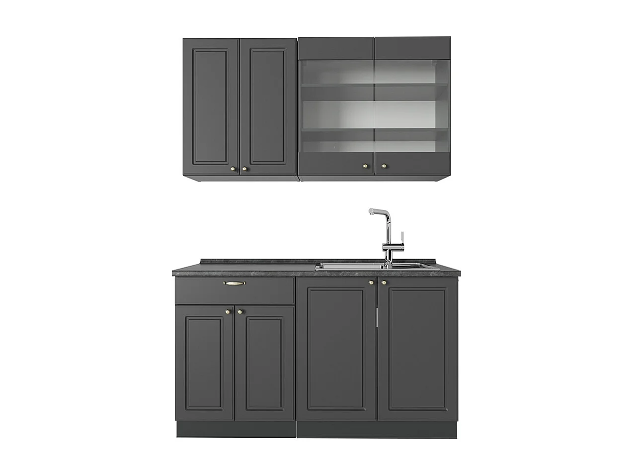 Cuisine anthrazit-gold landhaus 140x46x81.6 fame-line