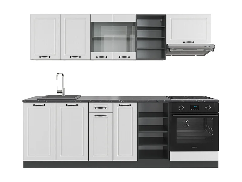 Kitchenette casa de campo branca/antracite 240x60x81.6 r-line