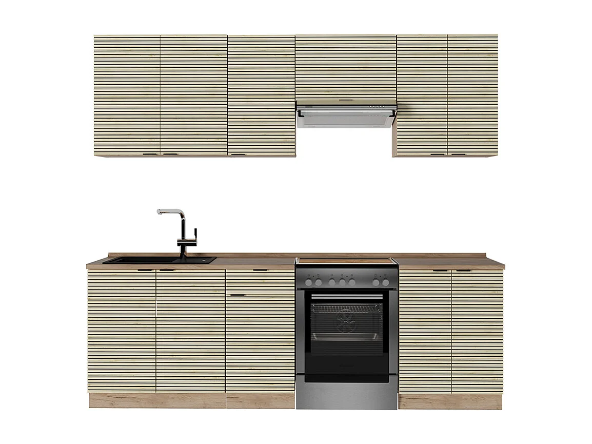 Cuisine chêne lambris/chêne doré 240x60x81.6 fame-line