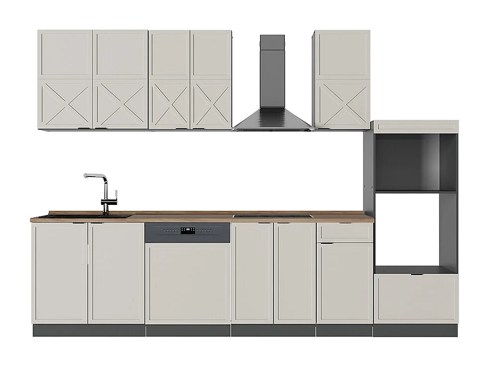 Køkkenrække grå/beige/antracit 300x60x81.6 fame-line