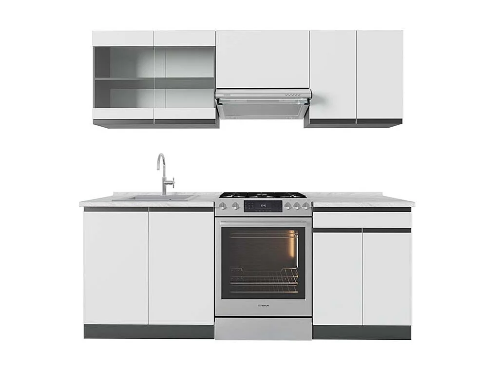 Mueble de cocina blanco/antracita 200x60x81.6 r-line