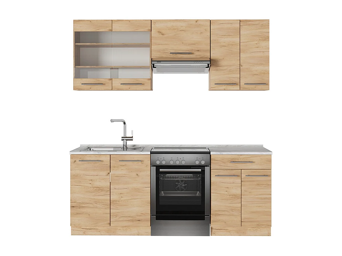 Cuisine chêne de force doré 200x60x81.6 fame-line