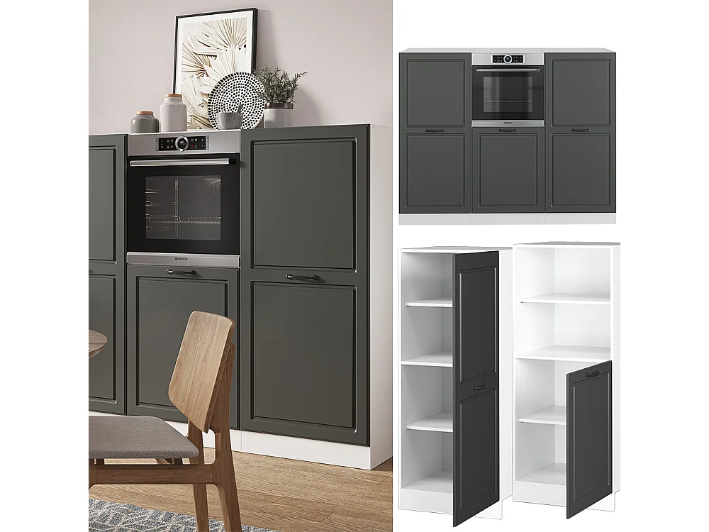 Blok kuchenny antracytowy dom wiejski/biały 180x46x81.6 r-line
