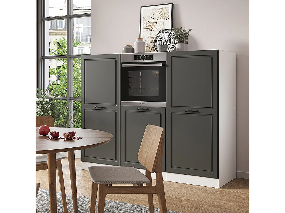 Bloc cuisine anthracite maison de campagne/blanc 180x46x81.6 r-line