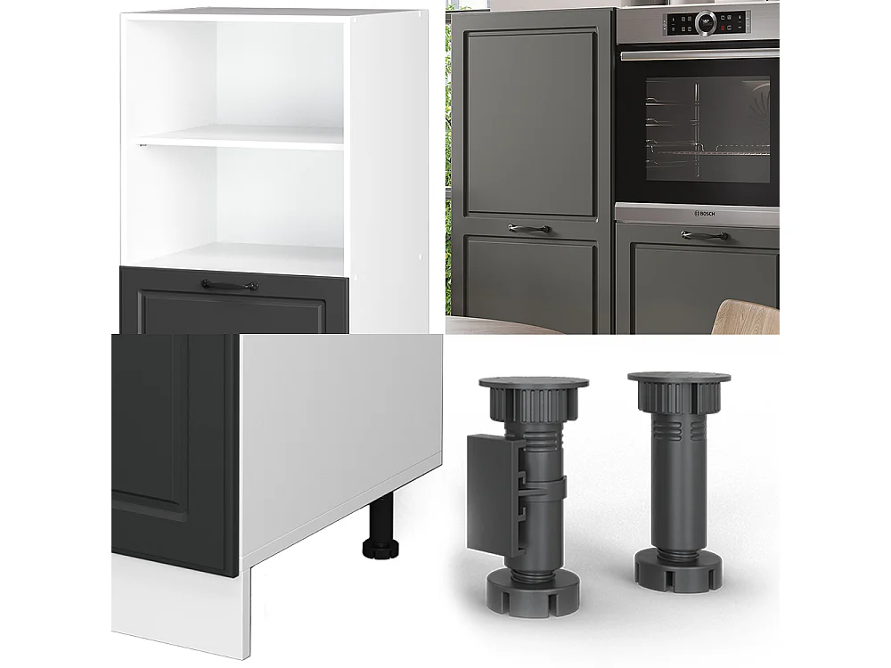 Bloc cuisine anthracite maison de campagne/blanc 180x46x81.6 r-line