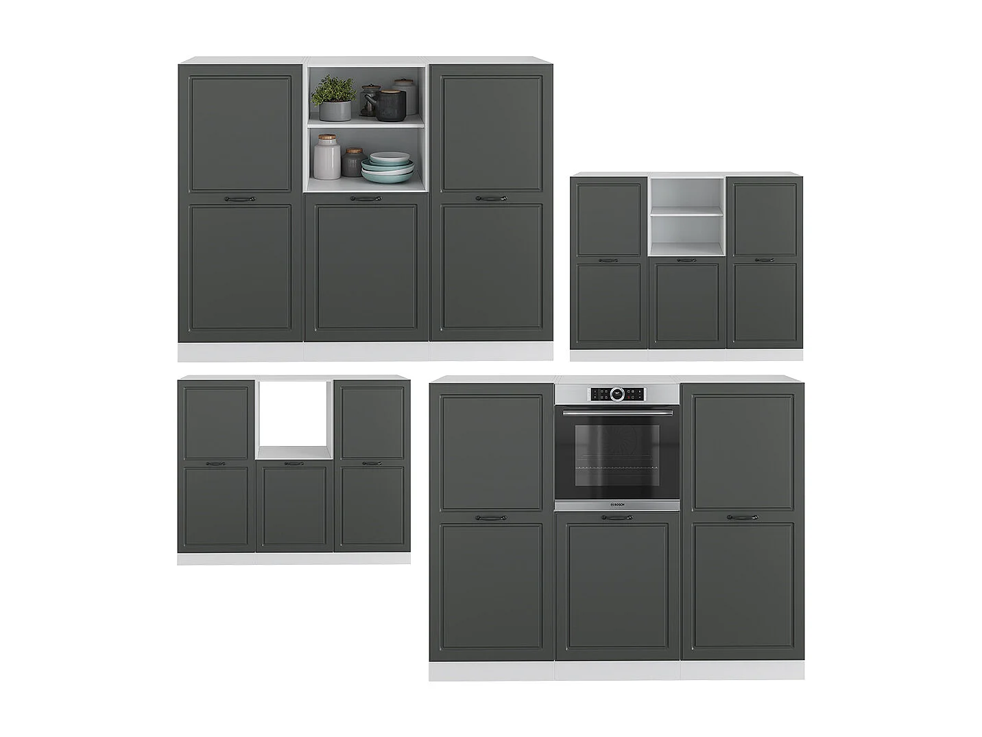 Bloc cuisine anthracite maison de campagne/blanc 180x46x81.6 r-line