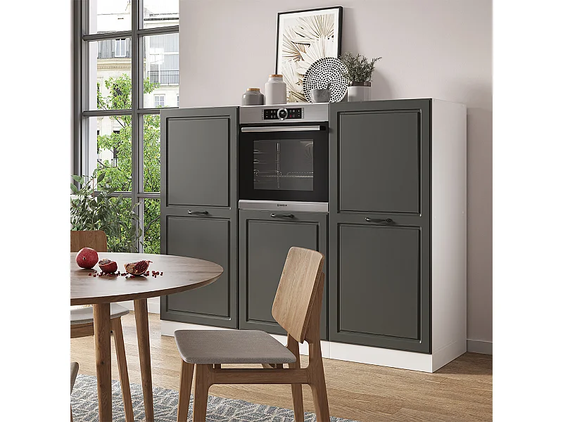 Bloc cuisine anthracite maison de campagne/blanc 180x46x81.6 r-line