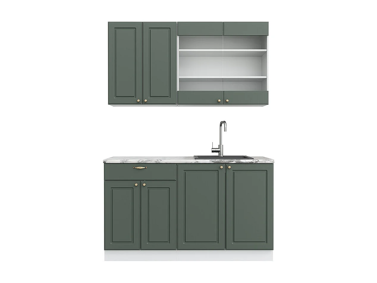 Cucina completa verde-oro country house/bianco 140x60x81.6 fame-line