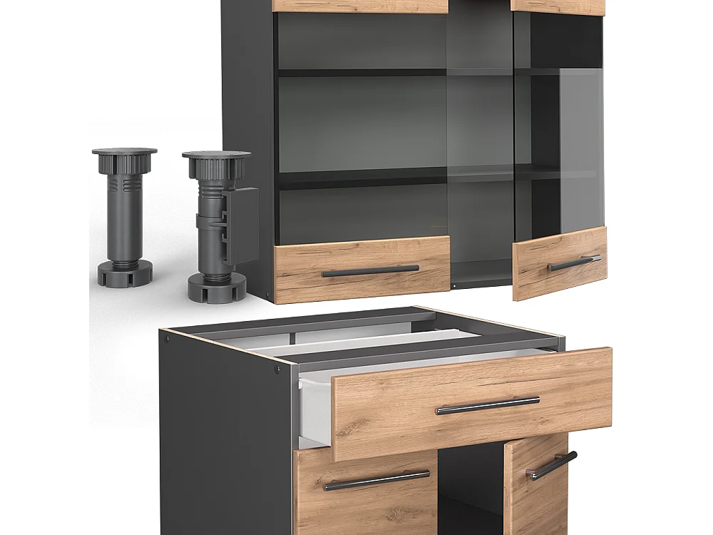 Singlekøkken guld power eg/antracit 140x60x81.6 fame-line