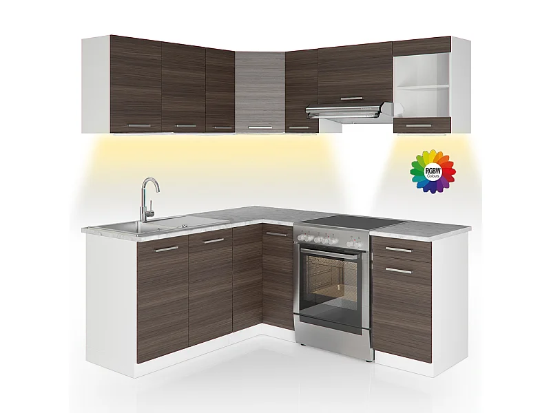 Cuisine dangle gris noble/blanc 187x60x81.6 rick