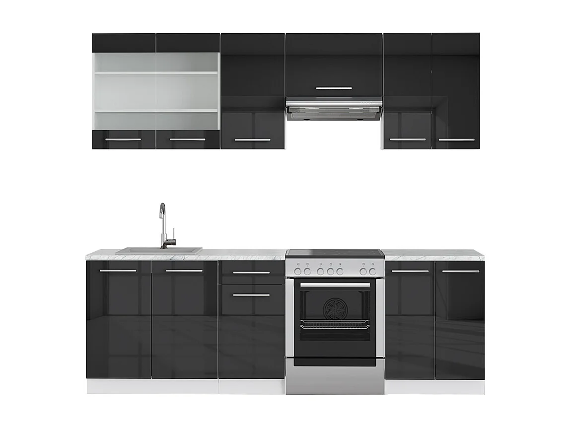 Cucina componibile antracite lucido/bianco 240x46x81.6 fame-line