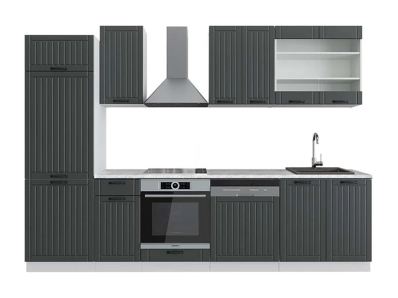 Cuisine anthracite maison de campagne/blanc 300x60x81.6 fame-line