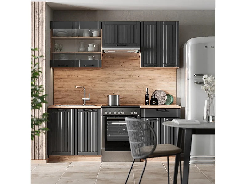 Cucina componibile grigio scuro 200x60x81.6 fame-line