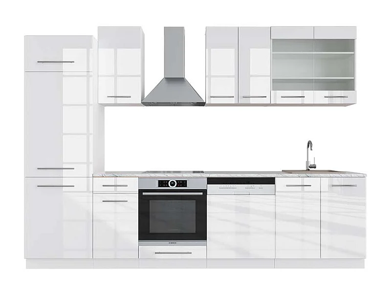 Mueble de cocina blanco alto brillo/blanco 300x60x81.6 fame-line