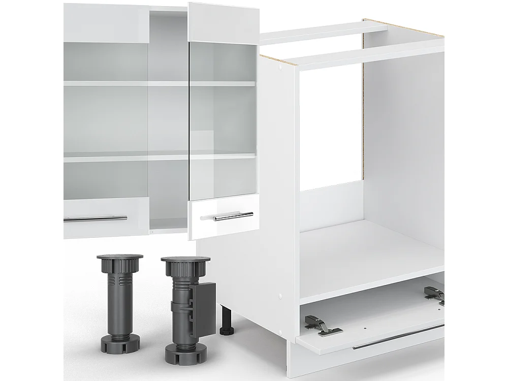 Mueble de cocina blanco alto brillo/blanco 300x60x81.6 fame-line