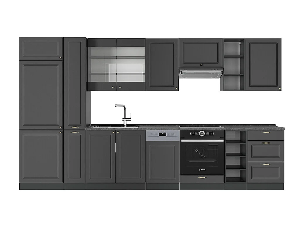 Cuisine anthrazit-gold landhaus 355x60x81.6 fame-line