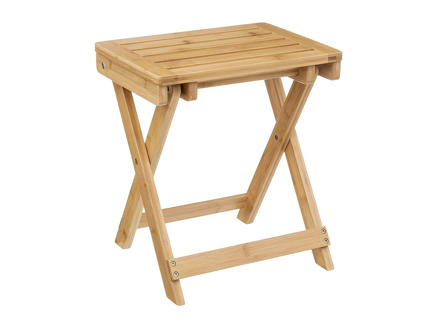 Tabouret pliant en bambou coloris naturel - longueur 39 x Profondeur 33 x Hauteur 44 cm