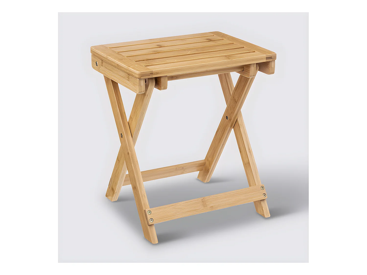 Tabouret pliant en bambou coloris naturel - longueur 39 x Profondeur 33 x Hauteur 44 cm