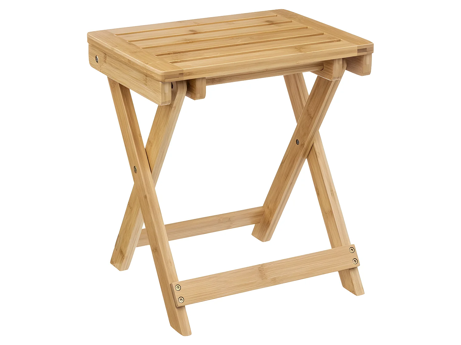 Tabouret pliant en bambou coloris naturel - longueur 39 x Profondeur 33 x Hauteur 44 cm