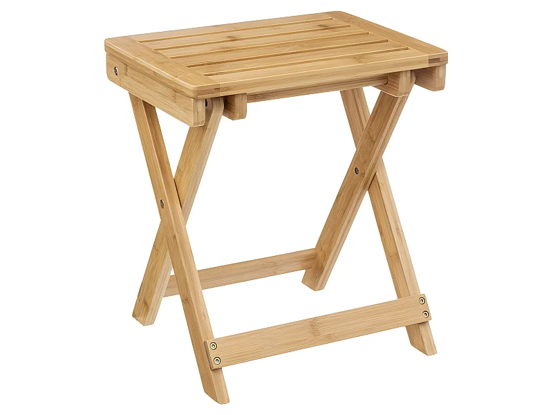 Tabouret pliant en bambou coloris naturel - longueur 39 x Profondeur 33 x Hauteur 44 cm