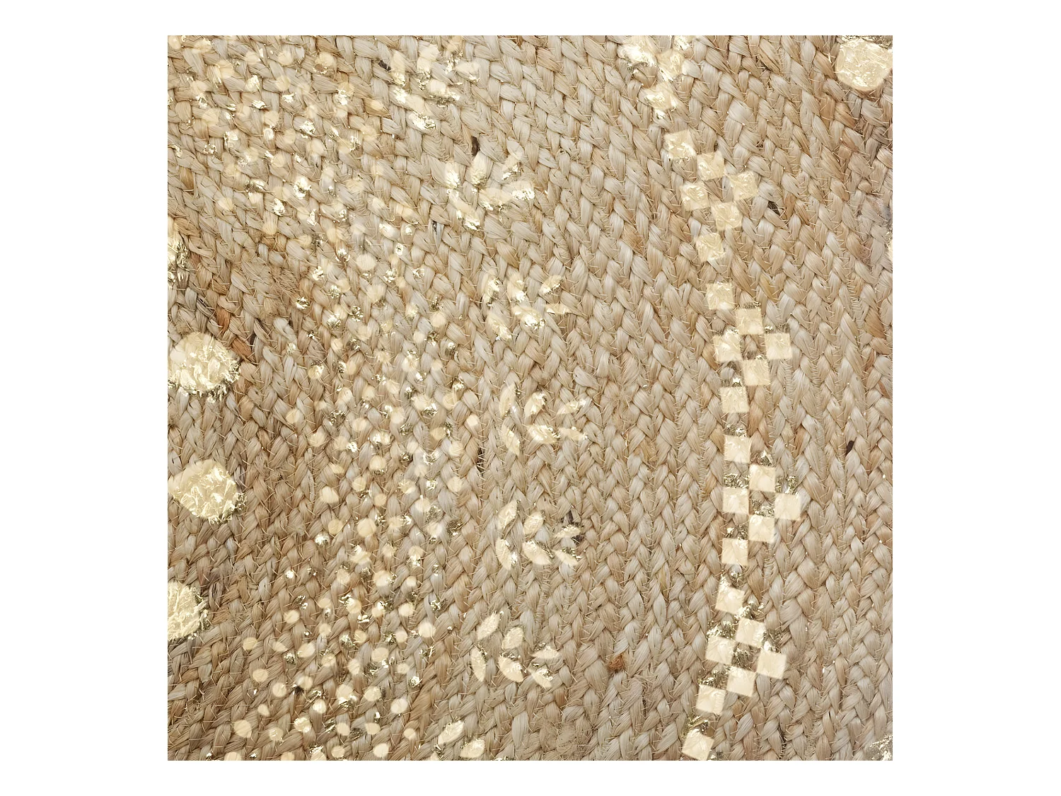 Tapis rond en jute coloris doré - Longueur 115 x Profondeur 115 x Hauteur 1 cm